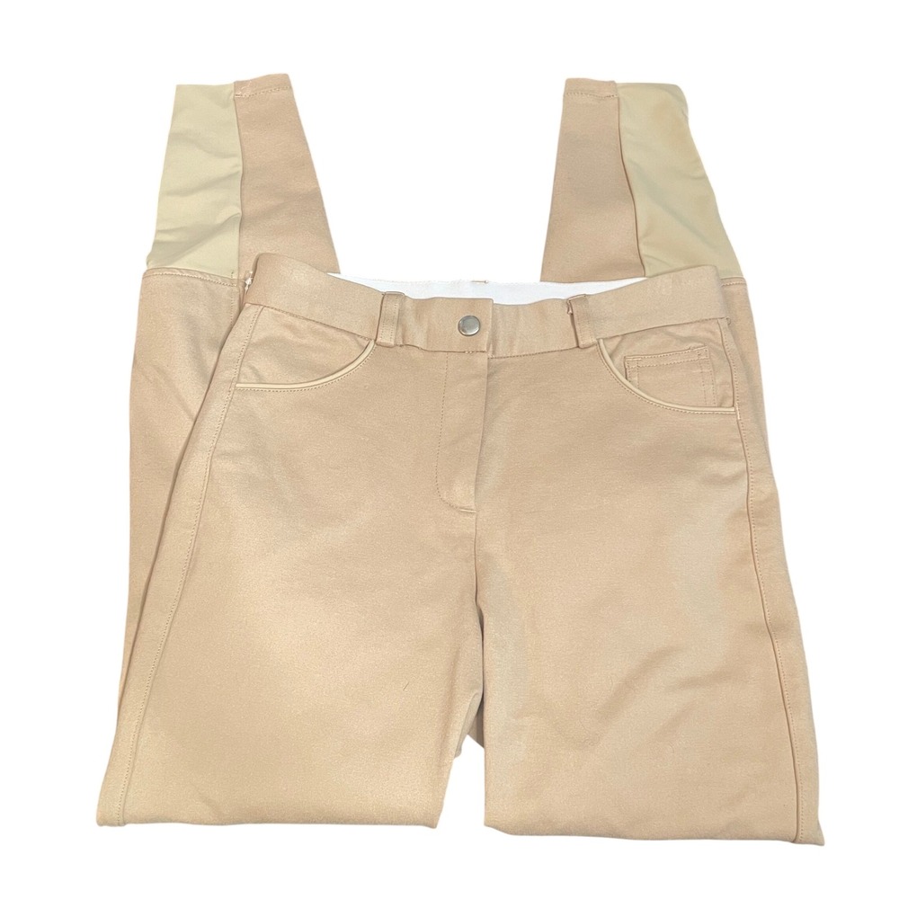 HR Farm Women Tan Knee Patch Equestrian Riding Breeches Size 24 Beige Slacks